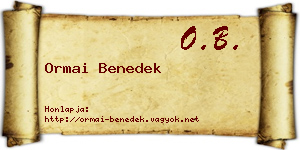 Ormai Benedek névjegykártya
